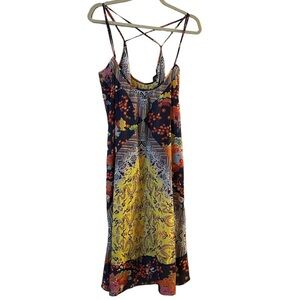 NWOT Nanette Lepore Swim Cotton Silk Blend Boho Patchwork Cover-Up Strappy Dress